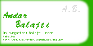 andor balajti business card